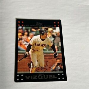 Omar Vizquel Topps Giants Baseball Card with Black and White Design